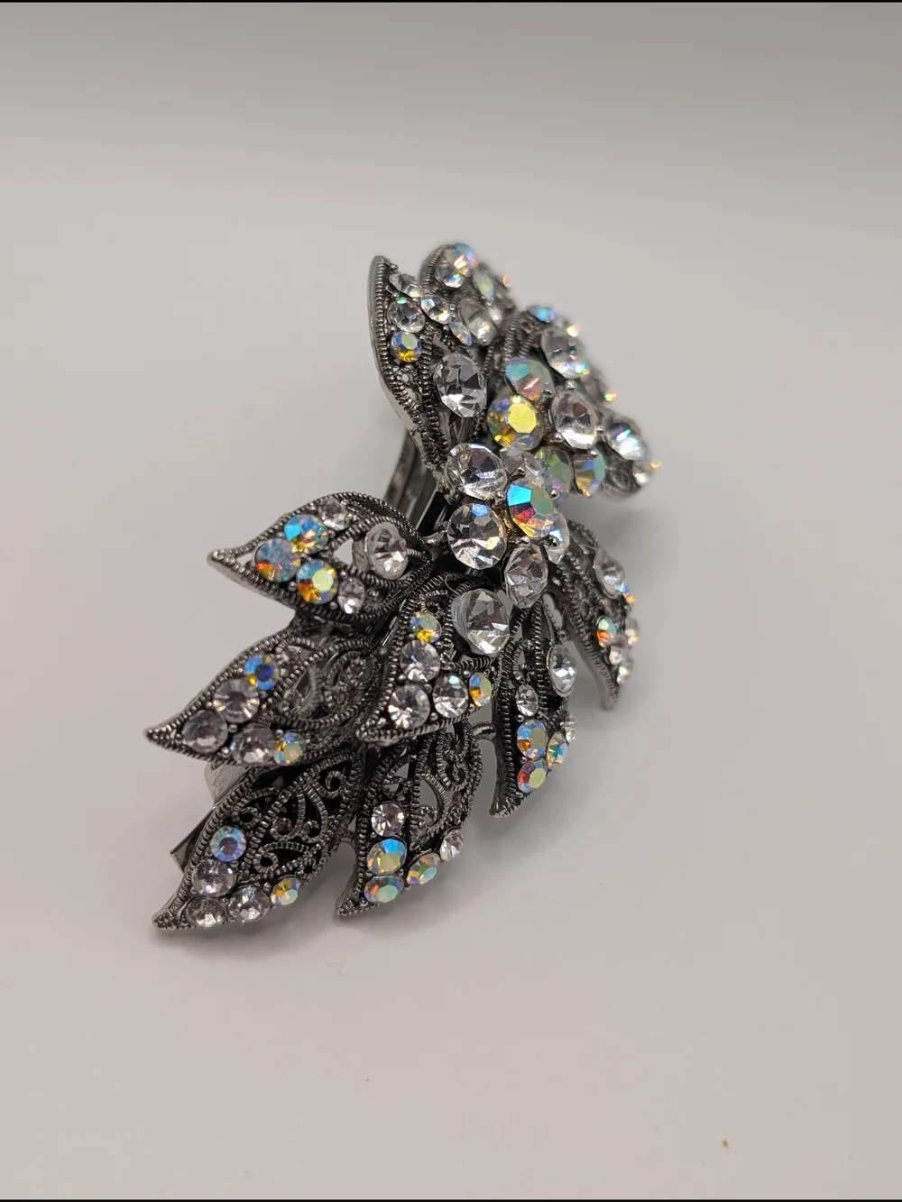 SOHO AB Aurora Borealis Crystal Rhinestone Filigree Floral Statement Barrette